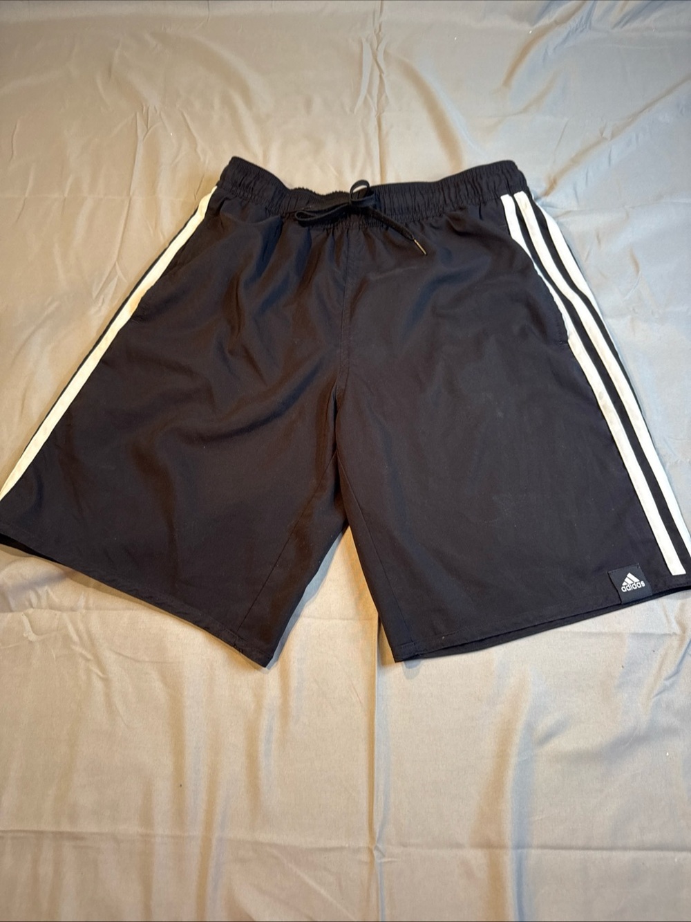 adidas Black Athletic Shorts with White Three Stripes
